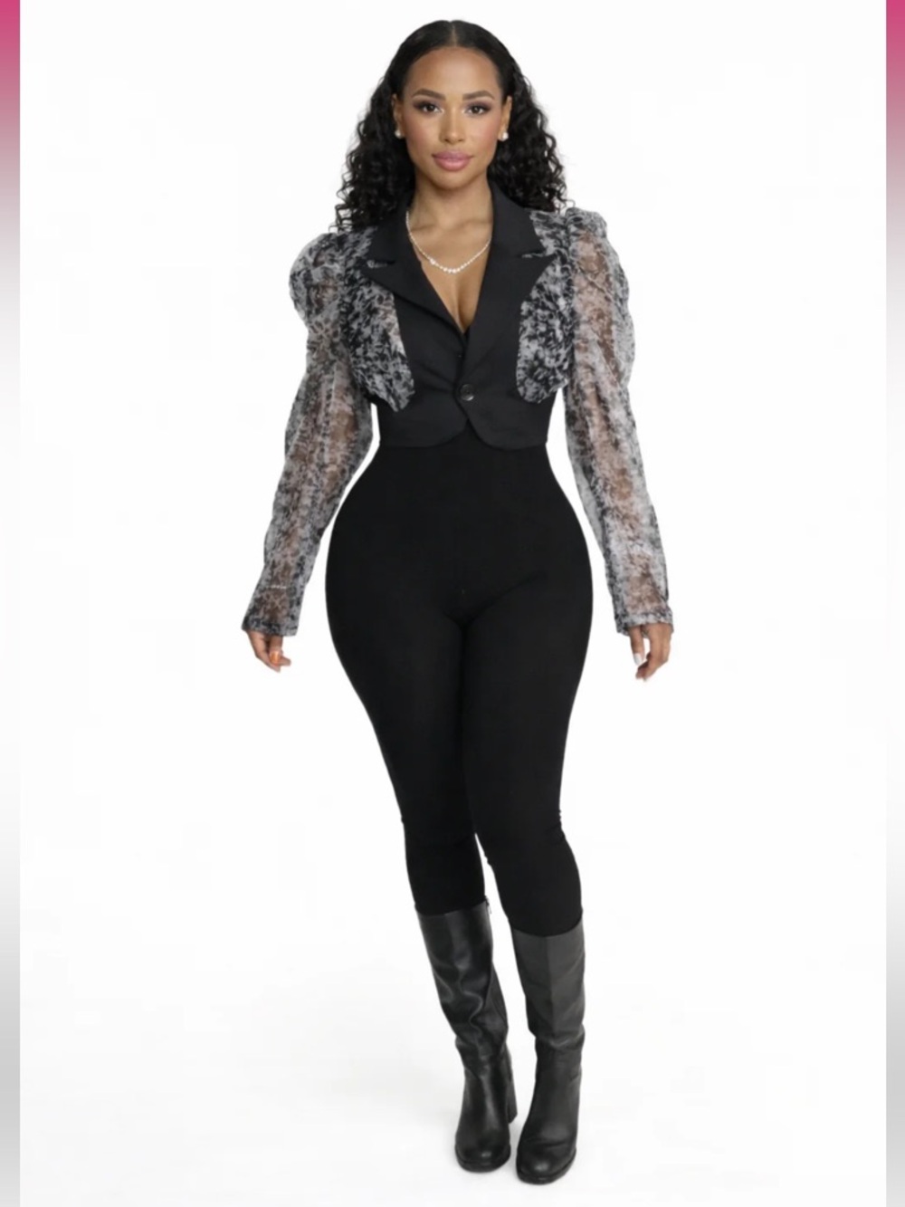 Sheer Puffy Sleeve Top